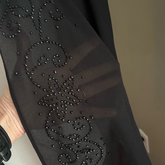 R&M Richards Jacket 16 Black Sheer Embellished Open Front Evening Dressy US - Picture 3 of 10